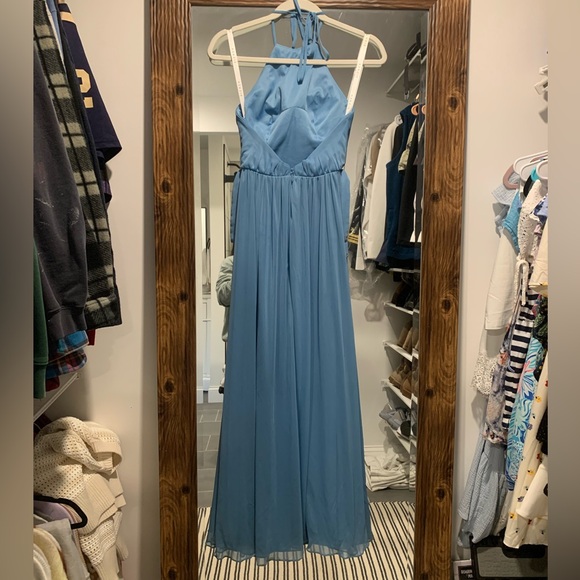 Azazie Hazel Steel Blue Dress in Size A0 - Picture 4 of 12